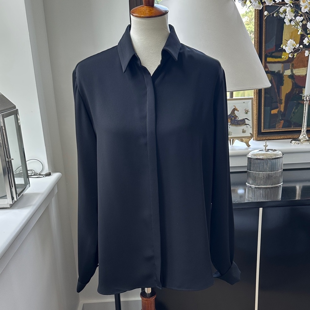 Anne Fontaine Classic Black Polyester Button Down 46/US 12
